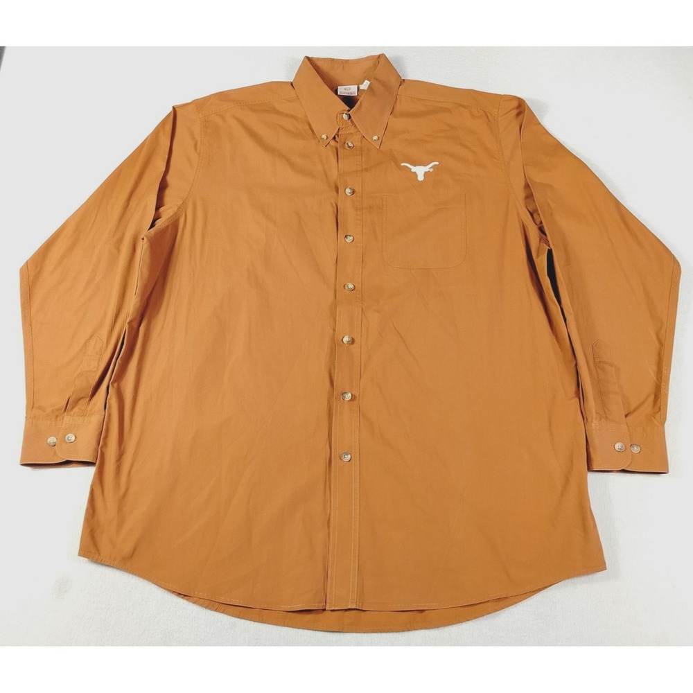 Texas Longhorns Shirt Mens XLT Orange NCAA Football University Co-Op Button Up
